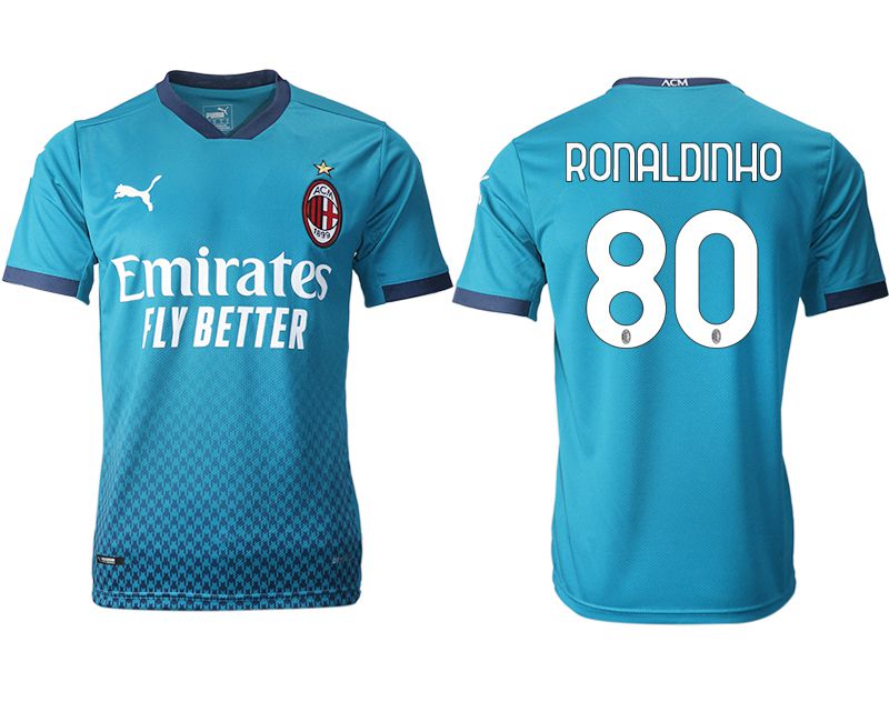 Men 2020-2021 club AC milan away aaa version #80 blue Soccer Jerseys